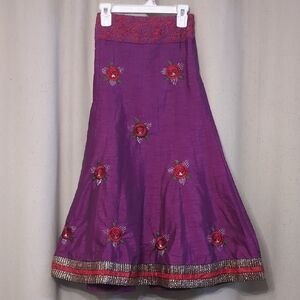 Vibrant Purple Floral Embroidered Skirt
